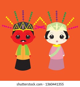 Ondel-ondel are traditional dolls from Jakarta, Indonesia. There're usually a male and a female doll