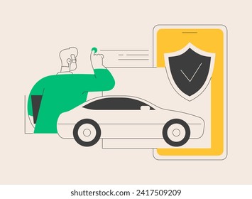 On-demand insurance abstract concept vector illustration. Online insurance policy, affordable personalized service, flexible price and term coverage, by-the-mile car insurance abstract metaphor.