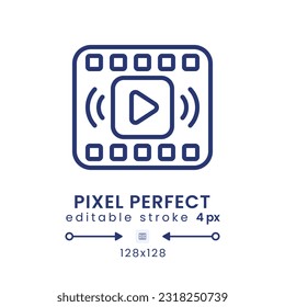 On-demand streaming linear desktop icon. Subscription-based provider. Media service. Pixel perfect 128x128, outline 4px. GUI, UX design. Isolated user interface element for website. Editable stroke