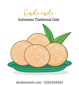 Onde-onde. Indonesian traditional cake. traditional cake cartoon vector ogo icon design illustration. glutinous rice balls