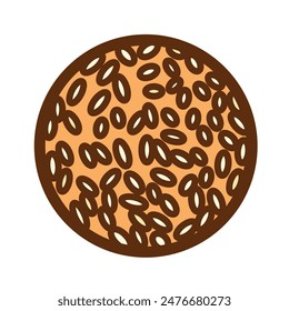 Onde-onde or sesame ball indonesian cake or snack food colored icon illustration isolated on square white background. Simple flat cartoon art styled drawing.