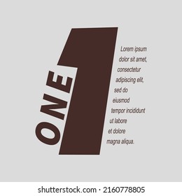 One (1) logotype template, with cool color combinations. vector illustrations on gray background. flat style number one design.