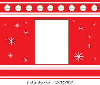 One of 25 Happy Christmas advent calendar with different christmas symbols for your design. Red background, white stroke, christmas ball, snowflakes, white square. Vector illustration.