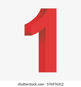 One 3D figure of red. Isolated on white background. Flat vector stock illustration