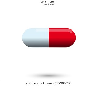 One 3D red and white pill