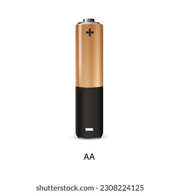 One AA battery isolated on white, with clipping path. Vector