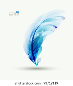 One  Abstract  blue writing feather