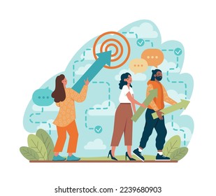 One against all. One character standing out of the crowd, person against collective public opinion. Uniqueness, competition and leadership idea. Flat vector illustration