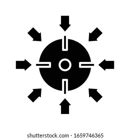 One aim black icon, concept illustration, vector flat symbol, glyph sign.