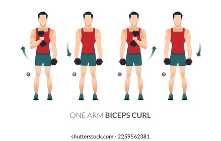 ONE ARM BICEPS CURL, Men GYM workout fitness, aerobic and exercises.