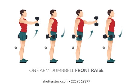 UN ARMAMIENTO DELANTERO DE ARMAS DUMBBELL, Hombres GIMNASIO fitness, aerobic y ejercicios.