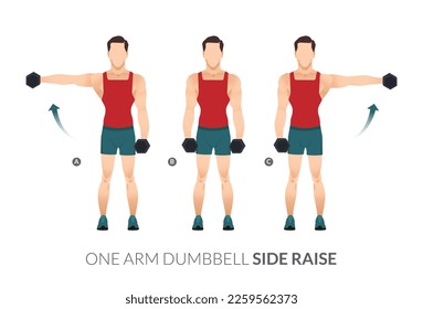 ONE ARM DUMBBELL SIDE RAISE, Men GYM workout fitness, aerobic and exercises.
