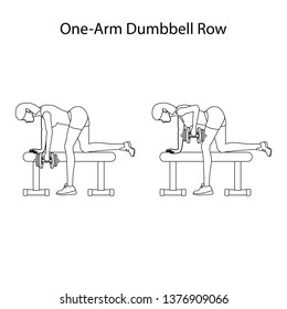 One arm dunbbell row exercise outline