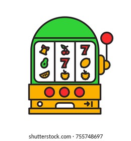 One Armed Bandit Color Icon. Slot Machine. Casino. Isolated Vector Illustration