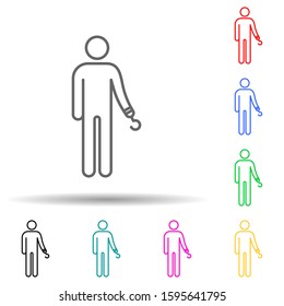 one armed man multi color style icon. Simple thin line, outline vector of disabled icons for ui and ux, website or mobile application