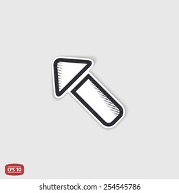 One arrow icon. Direction indicator. Flat design with shadow.