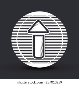 One arrow icon. Direction indicator. Right or up. Flat design with shadow. Made in Illustrator vector