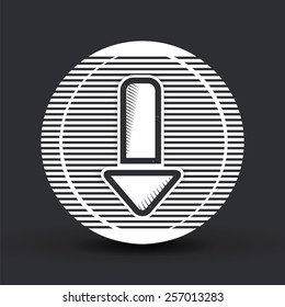 One arrow icon. Direction indicator. Back up or down. Flat design with shadow. Made in Illustrator vector