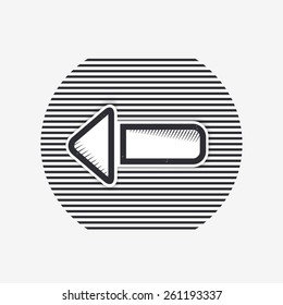 One arrow icon. Direction indicator - left. Flat design with shadow. Made in Illustrator vector