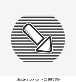 One arrow icon. Direction indicator. Flat design with shadow. Made in Illustrator vector