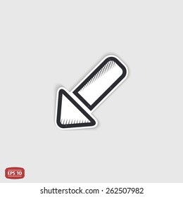 One arrow icon. Direction indicator. Flat design with shadow. Made in Illustrator vector