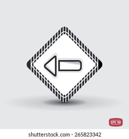 One arrow icon. Direction indicator - left. Flat design with shadow. Made in Illustrator vector