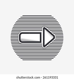 One arrow icon. Direction arrow - to the right. Flat design with shadow. Made in Illustrator vector