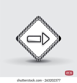 One arrow icon. Direction arrow - to the right. Flat design with shadow. Made in Illustrator vector