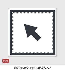 One arrow icon. Flat design style. Made vector illustration. Emblem or label with shadow.