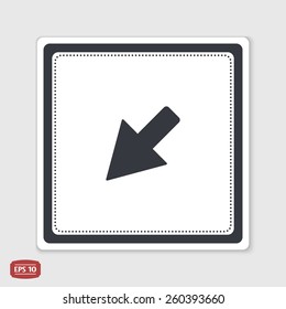 One arrow icon. Flat design style. Made vector illustration. Emblem or label with shadow.