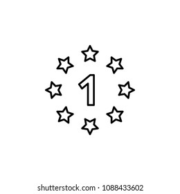 one and asterisks icon. Element of success and awards for mobile concept and web apps. Detailed one and asterisks icon can be used for web and mobile. Premium icon on white background