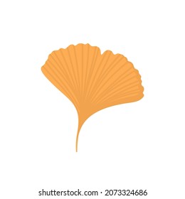 One autumn ginkgo biloba leaf. Vector flat icon illustration.