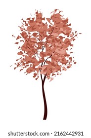 One autumn tree. Template element for design and decoration. Nature and forest. Art vector illustration isolated on white background. Painting style