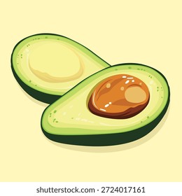 Un aguacate, cortado por la mitad.