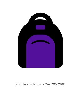 One backpack icon. School bag symbol, simple rucksack outline, schoolbag pictogram, travel knapsack or bagpack silhouette, suitcase or backpack, backpack vector illustration