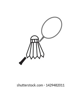 one badminton racquets or rackets with shuttlecock / birdie line art vector icon for sports apps and websites