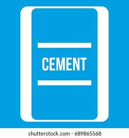 One bag of cement icon white isolated on blue background vector illustration