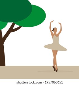 One ballerina dancing in nature