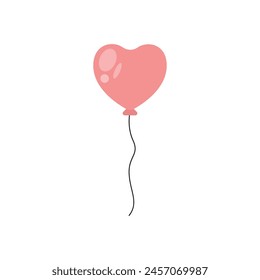 One balloon heart vector. Red heart air icon. Holiday logo with balloons decoration. Vector illustration.