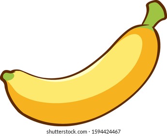 One banana on white background illustration