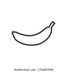 One Banana Outline Icon Isolated On White.