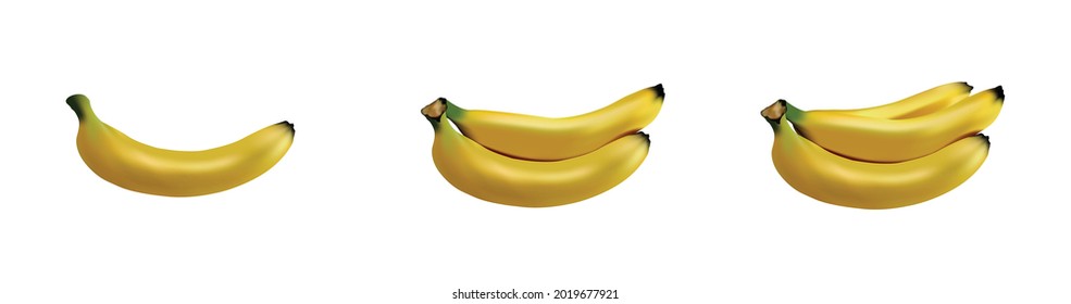 One banana, two bananas, three bananas. One banana, two bananas, three bananas. Illustration of fruit packets, food, eating fruit.