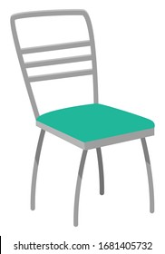 One of basic pieces of furniture, chair type of seat. Used in living or dining rooms, and dens, in schools and offices with desks. Object isolated on white background. Vector illustration flat style