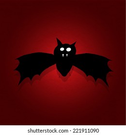 one bat on the red textured background