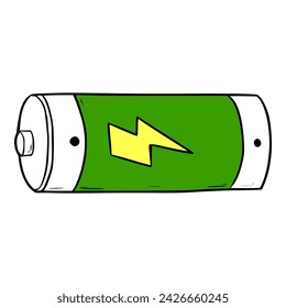 one battery illustration Colored hand drawn	