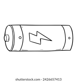 one battery outline illustration hand drawn