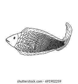 one  beautiful  gold fish  drawing  by  hand  good  swim