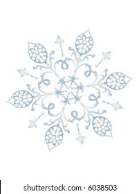 One beautiful ice snowflake with complicated ornament