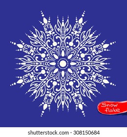 One beauty snowflake. Vector isolated illustration