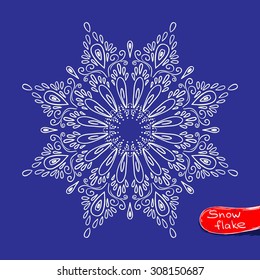 One beauty snowflake. Vector isolated illustration
